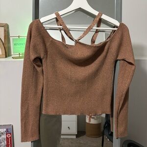 Women's Brown Sweater with Cross-Back Design